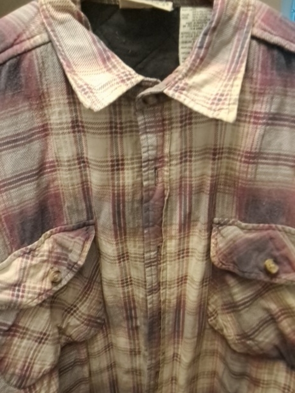 Men's Plaid Button-Up Shirt in Faded Maroon and Cream